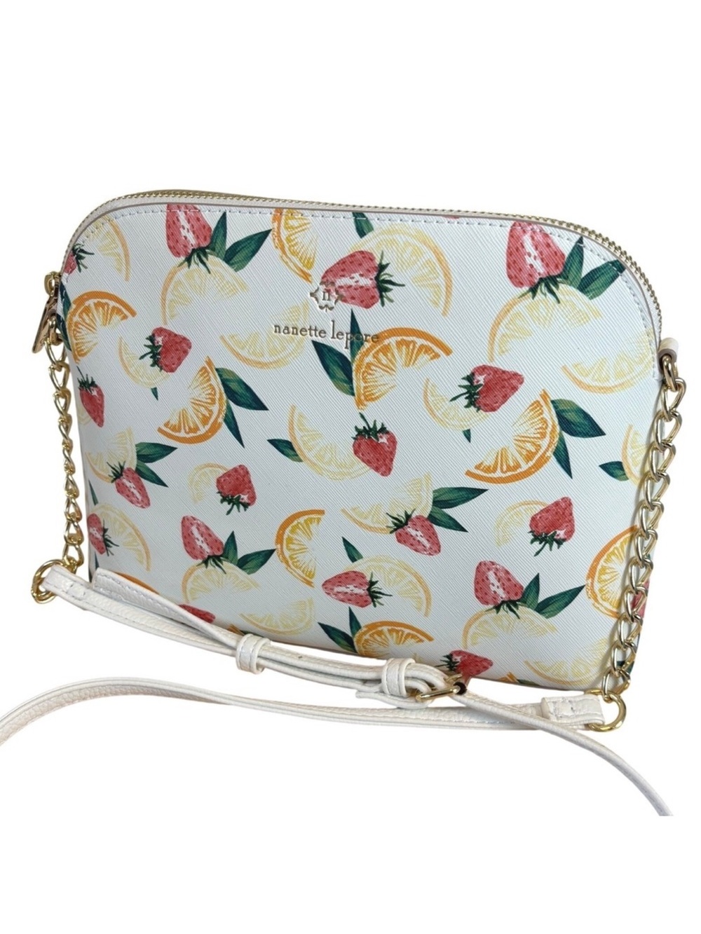 Nanette Lepore White Strawberry & Citrus Print Crossbody